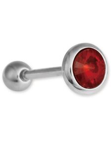 Enkelt Rød Diamant - Tungepiercing