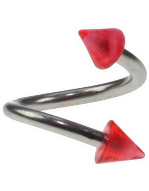 Curve Øjenbrynspiercing med Røde Spikes - 1.2 x 8 mm