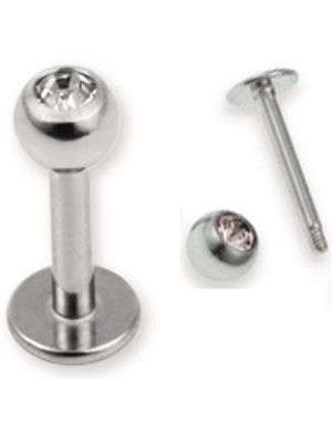 Labret with Single Clear Stone - 1.2 x 8 mm 