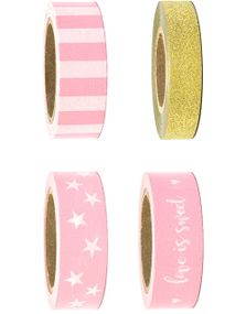 4 stk Rosa og Guldfarvet Washi / Dekortape 40 meter