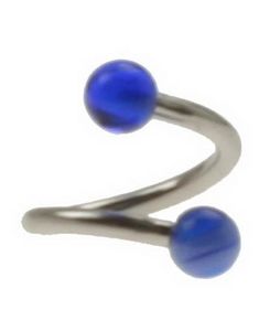 Curve Øjenbrynspiercing med Blå og Hvide Kugler - 1.2 x 8 mm