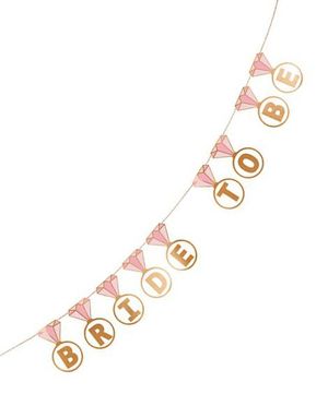 Rosegullfoliert "Bride to Be" Diamantring Banner 2,5 Meter