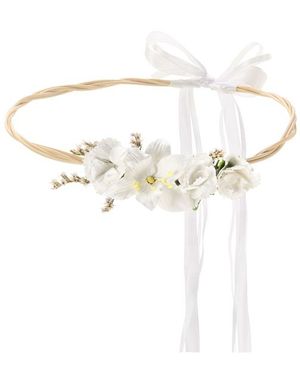 Hvit Blomsterkrans ned Silkebånd og Knyting