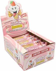 24 pakker med Zed Jawbreaker med Jordbær og Vanilje og Kjerne av Tyggegummi - Hel Eske