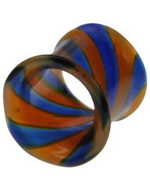 Twister Piercing Tunnel Pyrex in Blue and Orange