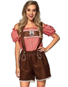 Brunt Lederhosen Oktoberfestkostyme til Dame