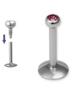 Madonna Labret med Sort Sten - 1.2 x 8 mm