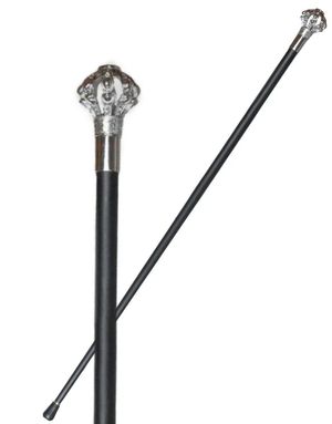 Sort Stok i Metal med Krone - 93 cm - Høj Kvalitet