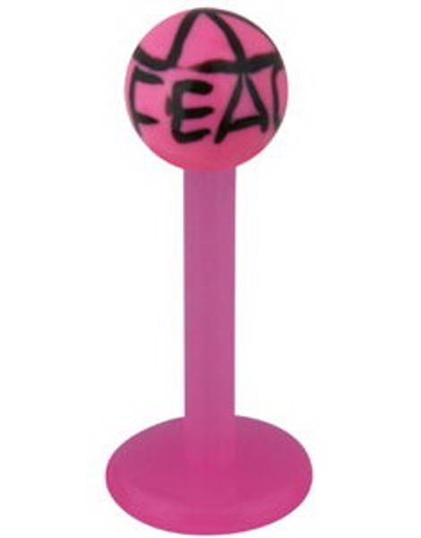 Labret with Peace Mark - Pink/Black