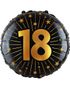 18-års Feiring - Svart og Gull Folieballong 46 cm