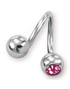 Curve Øjenbrynspiercing med Rosa Sten - 1.2 x 8 mm