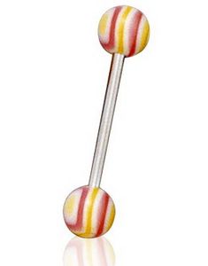 Stribet Gul/Rød/Hvid Tungepiercing