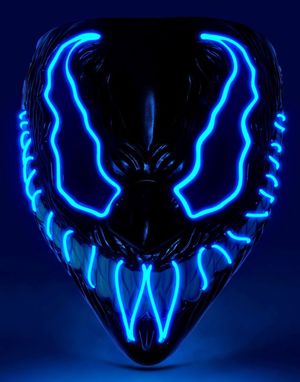 Svart Monstermaske med Blått LED Lys