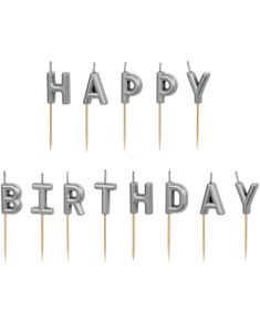 Happy Birthday Kakelys 2,5 cm - Sølvfarget