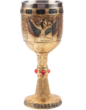 Guldfarvet Drikkebæger med Egyptiske Motiver 18 cm