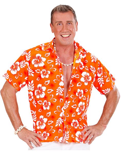 Orange Hawaii kostumeskjorte