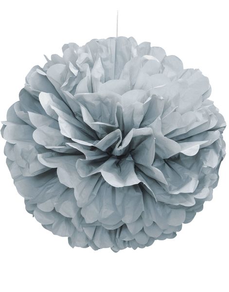 1 stk Sølvfarvet Puf Pom Pom 40 cm