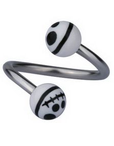 Eyebrow Piercing with Jack Skellington Head - Hvid/Sort - 1.2 x 10 mm
