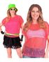 Rosa UV Neon Fishnet T-Skjorte til Dame - XX-Large