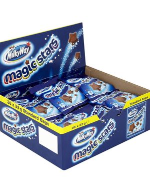 36 stk Milky Way Magic Stars - Poser med Porøse Mælkechokolade Stjerner - Hel Æske 1188 gram