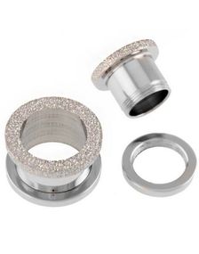 Piercing Tunnel With Silver Diamond Dust