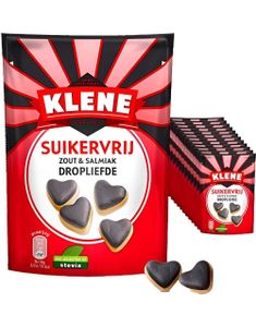 12 stk Klene Sukkerfrie Bløde Salt og Salmiak Hjertebider - Hele Æske 1,08 kg