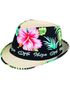 Beige Ibiza Stråhat med Hawaii-Motiv