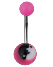 Moderne Yin Yang Navlepiercing i Rosa/Sort/Hvid