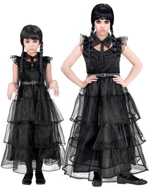 Dark Girl - Wednesday Inspirert Kostyme til Barn