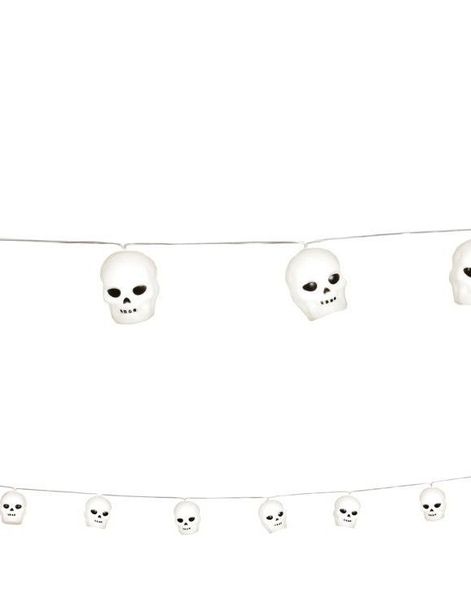 Batteridrevet Lyslenke med 12 Artige Hodeskaller og LED-Lys 170 cm