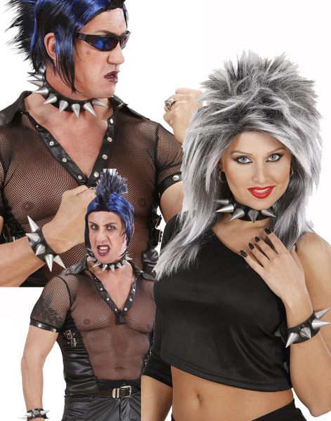 Sort Punker Choker med Store Spidse Spikes