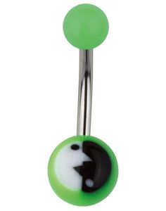 Moderne Yin Yang Navlepiercing i Grøn/Sort/Hvid