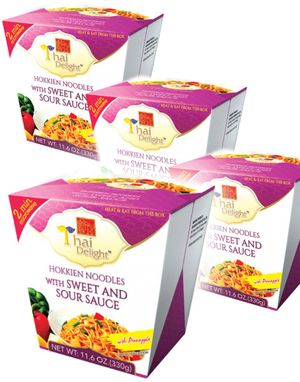 6 stk Thai Delight Mikronudler - Hokkien Noodles with Sweet and Sour Sauce - Hel Kasse 1,98 kg (Thailand)