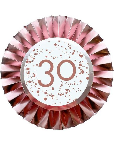 30 År - Rosegull Rosette Button/Badge