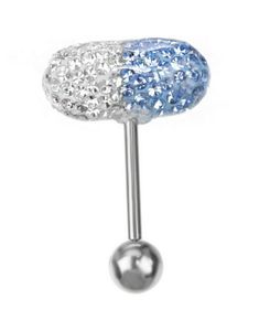 Hvid & Lyseblå Diamant Pil - Tungepiercing