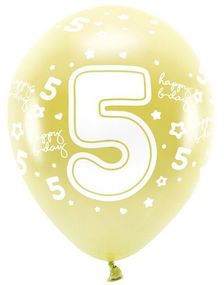 5 Tall - 6 stk Lys Metallisk Gull Tallballonger 33 cm - ECO Ballonger
