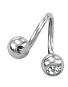 Curve Øjenbrynspiercing med Klare Sten - 1.2 x 8 mm