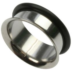 Sølvfarvet Piercing Tunnel med O-ring