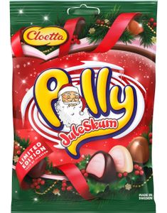 Polly Juleskum - Skumgodteri Dekket i Hvit, Mørk og Melkesjokolade 150 gram