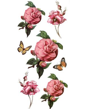 Pink Bloom - 7 stk Tatoveringer (Fake Tattoo)