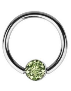 BCR Piercing with Sparkling Green Stone
