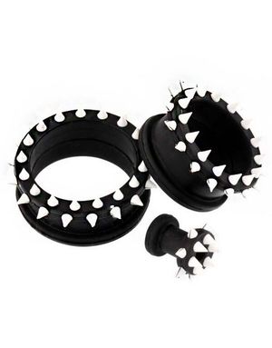 Sort Piercing Tunnel med Hvide Spikes