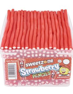 100 stk Sweetzone Strawberry Pencils / Godteristenger - Halal Sertifisert