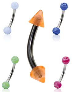5 stk. Øjenbrynspiercinger i Akryl - 1.2 x8 mm - Pakketilbud