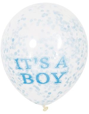 6 stk 30 cm It’s a Boy Blå Konfettiballoner