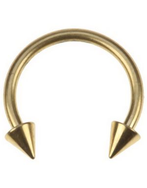 Rund Guldfarvet Øjenbrynspiercing med Spike Kugler - 1,2 x 10 mm