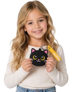 "Happy Halloween" – Sort Katt Nøglering / Pung med Lynlås