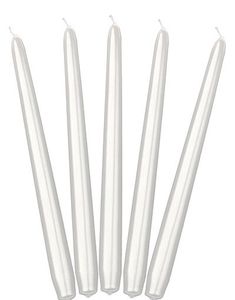 10 stk Perlehvide Kronelys 24 cm