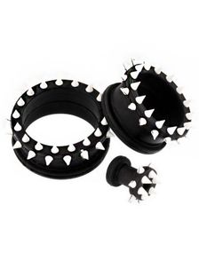 Sort Piercing Tunnel med Hvide Spikes