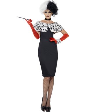 Cruella de Vil Inspireret Kostume 5 Dele